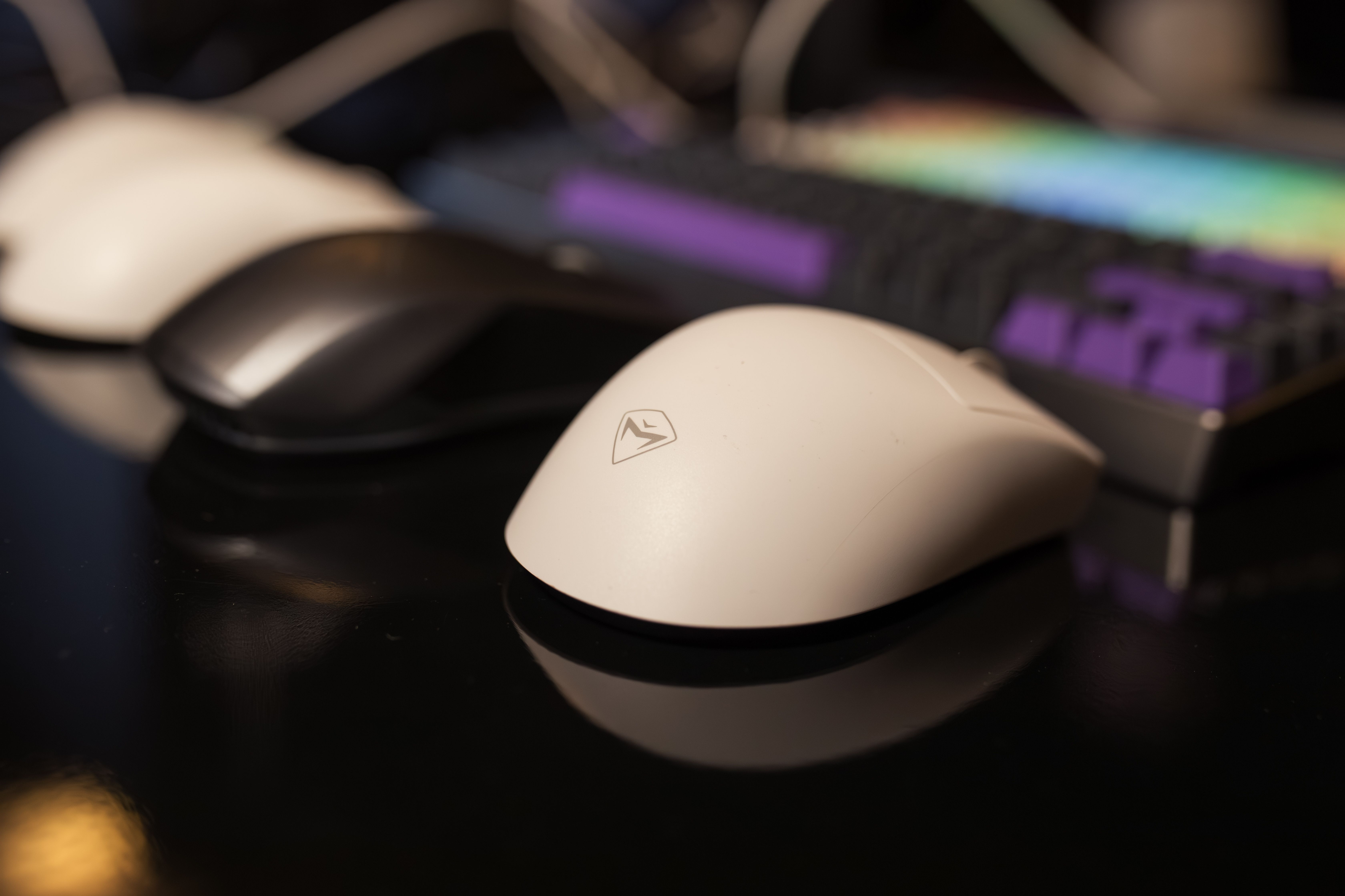 Close-up of a keyboard and a professional mouse
