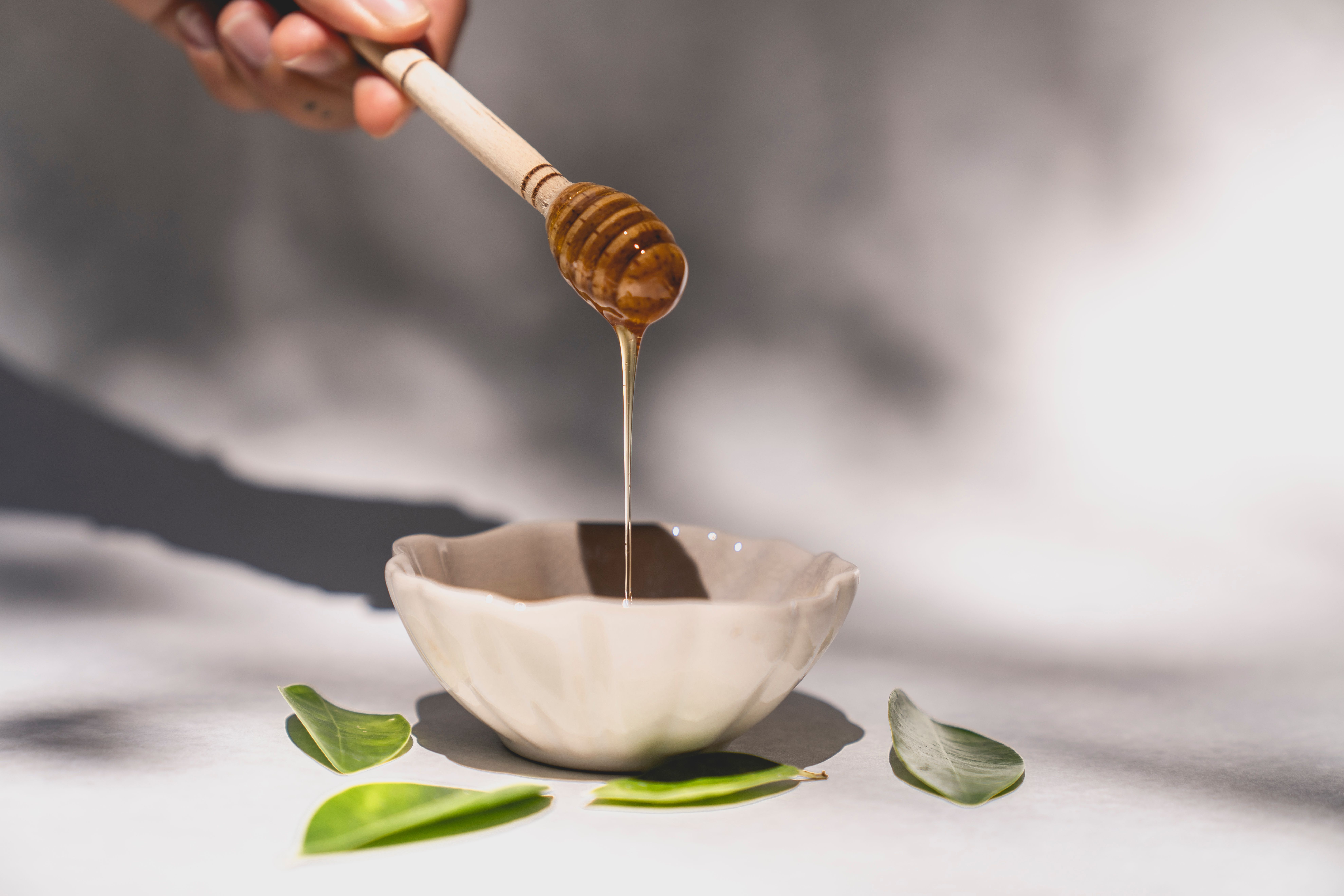 Close up of a honey and cream bowl